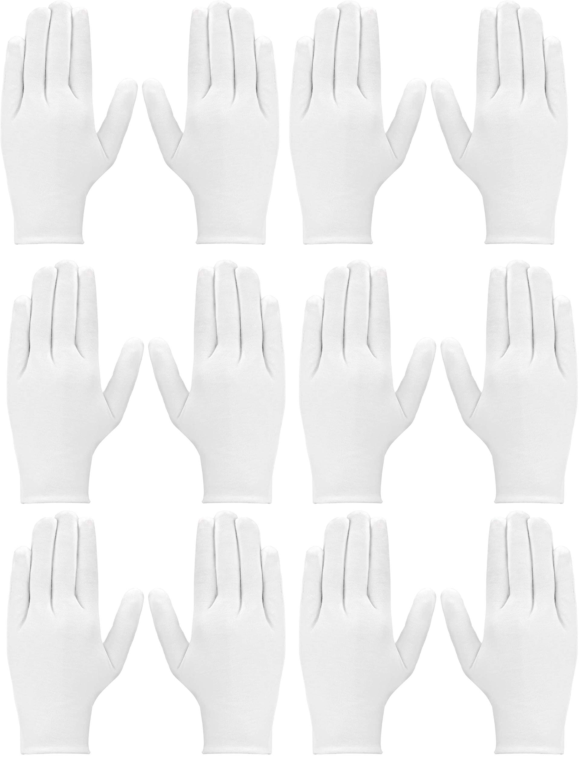 6 Pairs 100% Cotton Moisturising and Protective Gloves for Eczema, Sensitive Dry Irritated Skin, Overnight Bedtime, Cosmetic Inspection, Spa Therapy, Jewellery Cleaning (6 Pairs (12 Gloves))