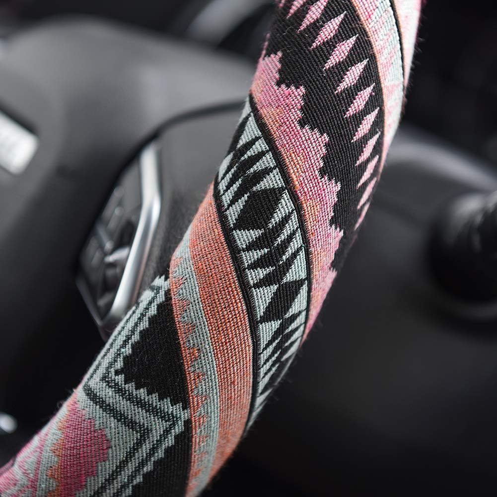 Valleycomfy Boho Universal 15 inch Steering Wheel Covers with Cloth for Women: Automotive