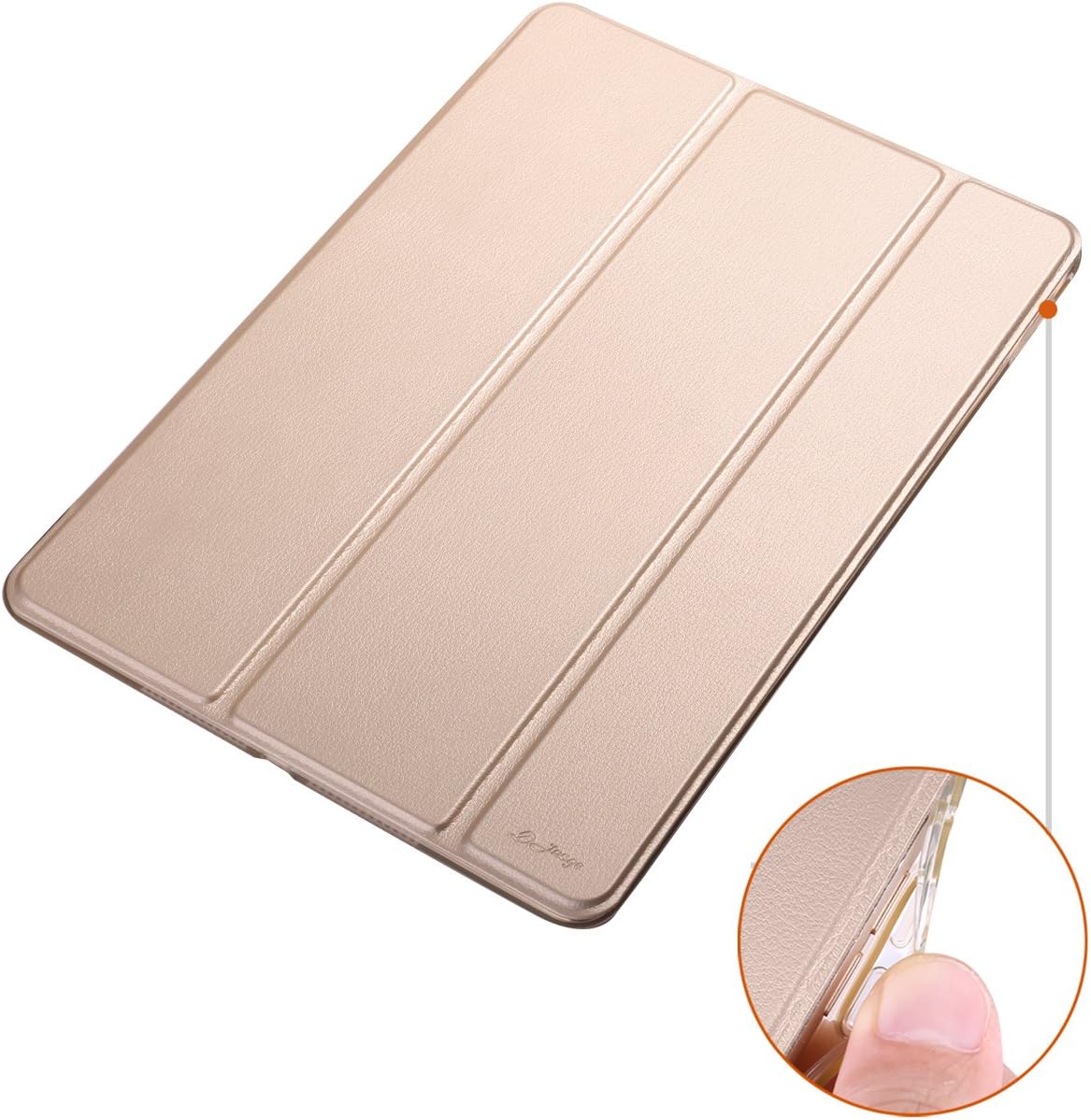 Dyasge iPad Air 2 Cover[Corner Protection] Ventilated Folio Case with Soft TPU Bumper for iPad Air 2/iPad 6(Released on 2014 ONLY) Tablet,Champagne Gold