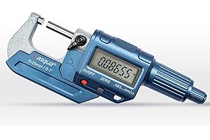 Dasqua Precision Digital Outside Micrometer,Measuring Tools for Machining and Industrial use, 0-1 inch Accuracy 0.002mm with Large Display, Lock nut and Carbide tip
