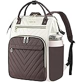VANKEAN 17 Inch Laptop Backpack for Women Men Fashion Computer Work Bag, Large Capacity Waterproof Backpack with USB Port & RFID Pockets, College Daypack Business Travel, Beige-Coffee