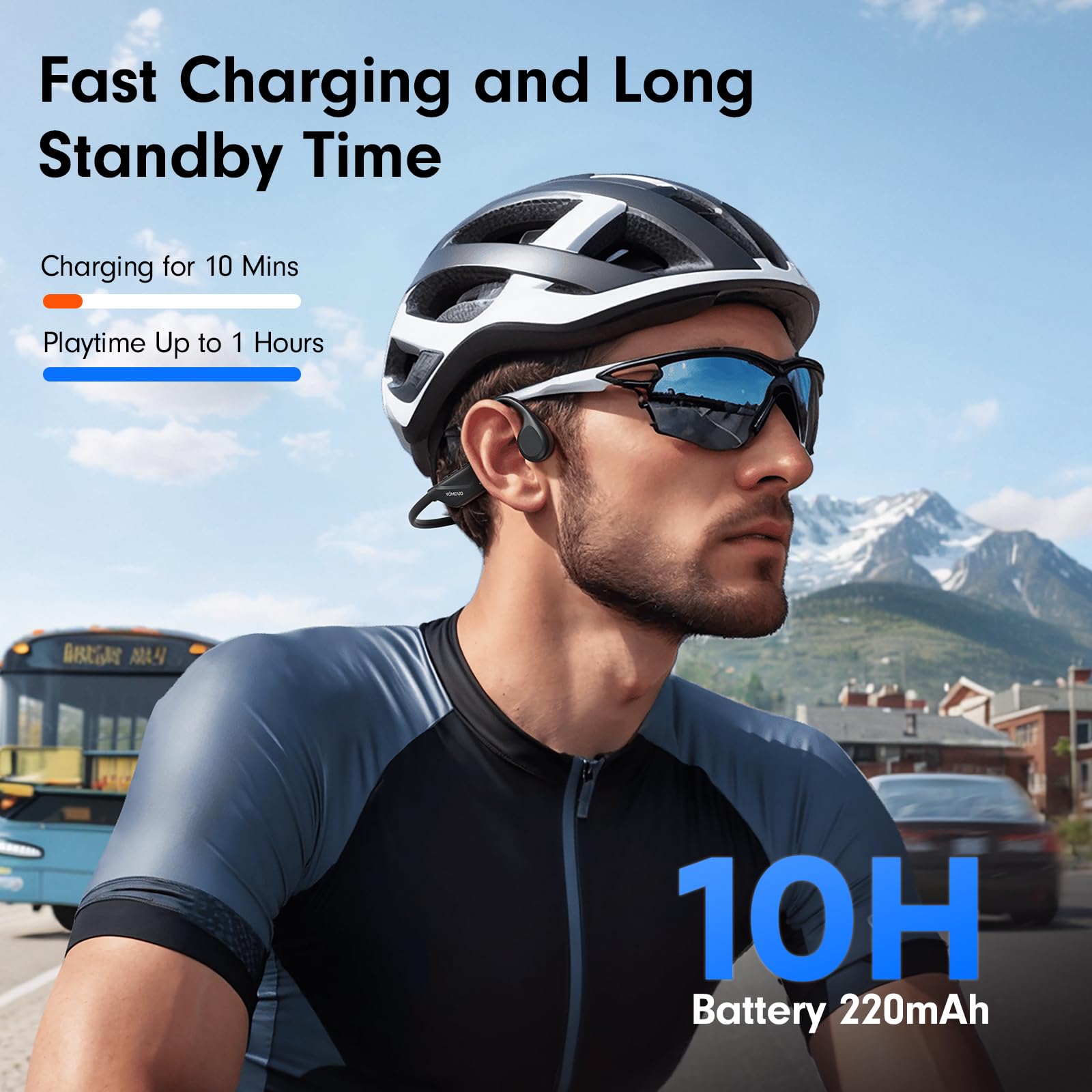 Yomdud Bone Conduction Headphones,Open Ear Headphones,Wireless Headphones with Mic,Bluetooth 5.4,10H Playtime & IPX5 Waterproof,Sports Headphone for Running & Outdoor