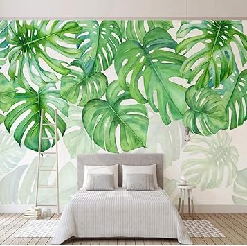 Fondo De Pantalla Moderno 3d Verde Hoja Pintura De La Pared Sala