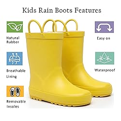 LANCDON Toddler Rain Boots for Boys and Girls