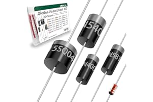 MRDILLA 240Pcs Diode Assortment Kit, 20 Values Including 1N4001–1N4007, 1N4148, 1N5408, FR107, 10A10, Schottky, Fast Recovery, Rectifier Diodes
