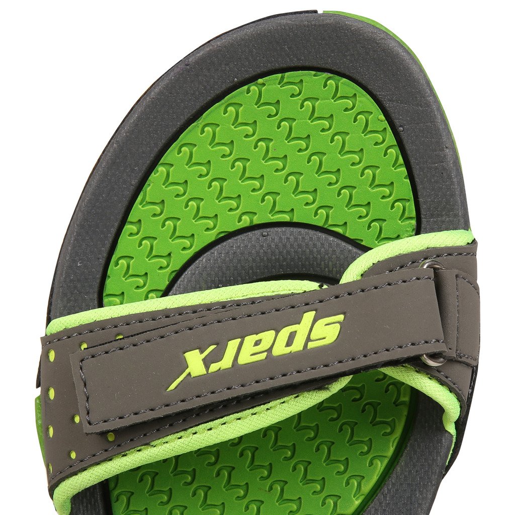 sparx women's ss0803l series drak grey fluorescent green synthetic casual sandal