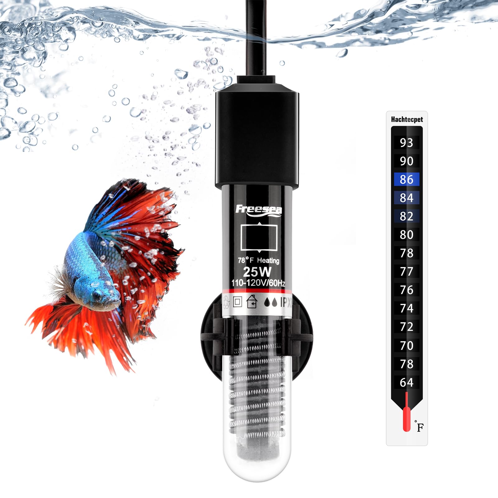 Photo 1 of FREESEA Aquarium Fish Tank Heater: 25W/50W/100W/300W Small Submersible Aquarium Heater with Preset Temperature for 1-5 Gallon Betta Turtle Freshwater Saltwater Tank