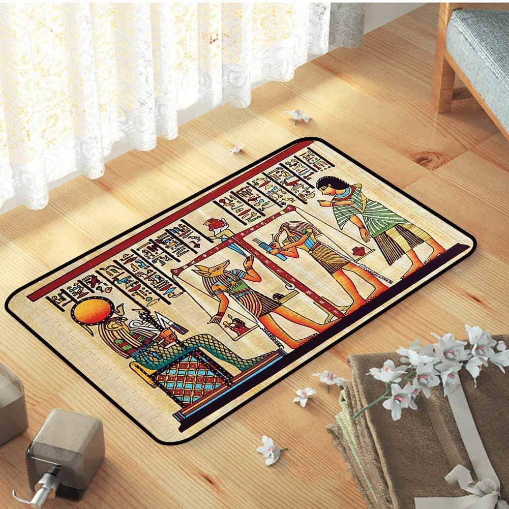 Anyangeight Decor Collection Welcome Door Mat Papyrus with Ancient Manuscript History Picture Print Decorative Floor Mat Girls Rooms Kids Rooms Nursery, W23 x L35 Ivory Paprika