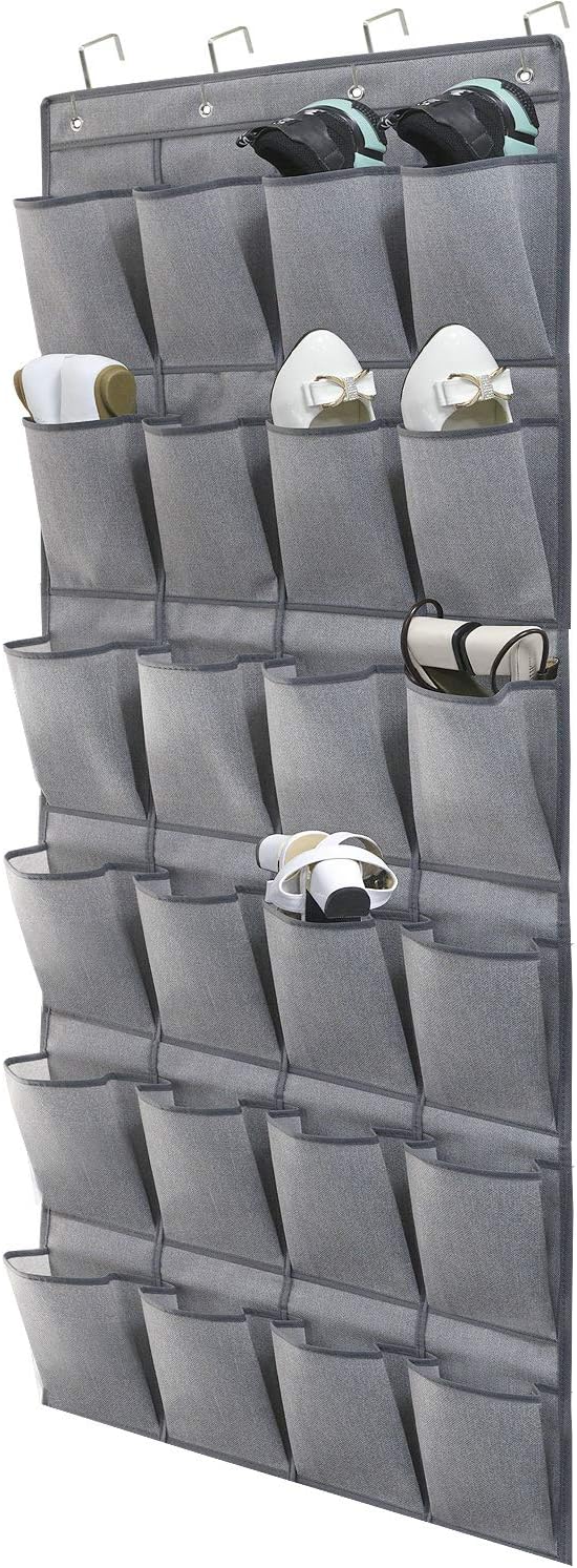 hanging shoe holder on 1 Pack Linen Like Grey Mndodsb1p Onlyeasy Over The Door Shoe Organizer Hanging Shoe Holder With 24 Extra Large Fabric Pockets For Storage Various Shoes 61x22 Over The Door Shoe Organizers Clothing Closet Storage