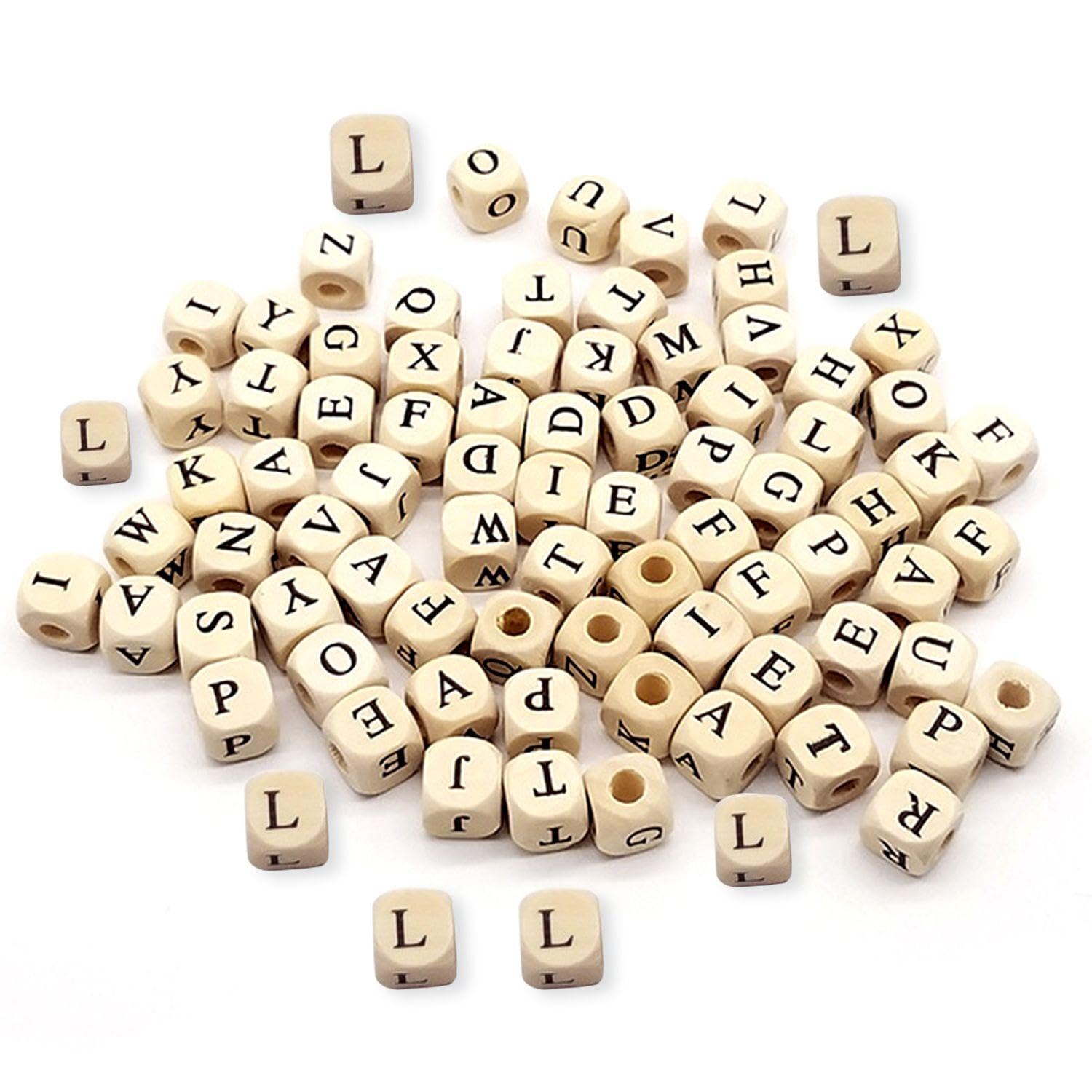 WUFGWBD 400 Pieces Of Square Alphabet Beads, Wooden Alphabet Beads, Children'S Beading Accessories, Creative Handmade Diy Materials, Jewelry Making