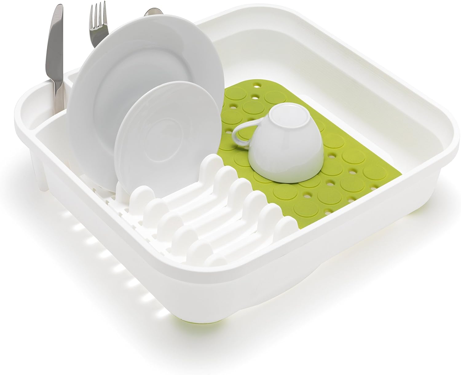 Addis 517604 Plastic Premium Dish Drainer White/Green, 38 x 41 x 11 cm