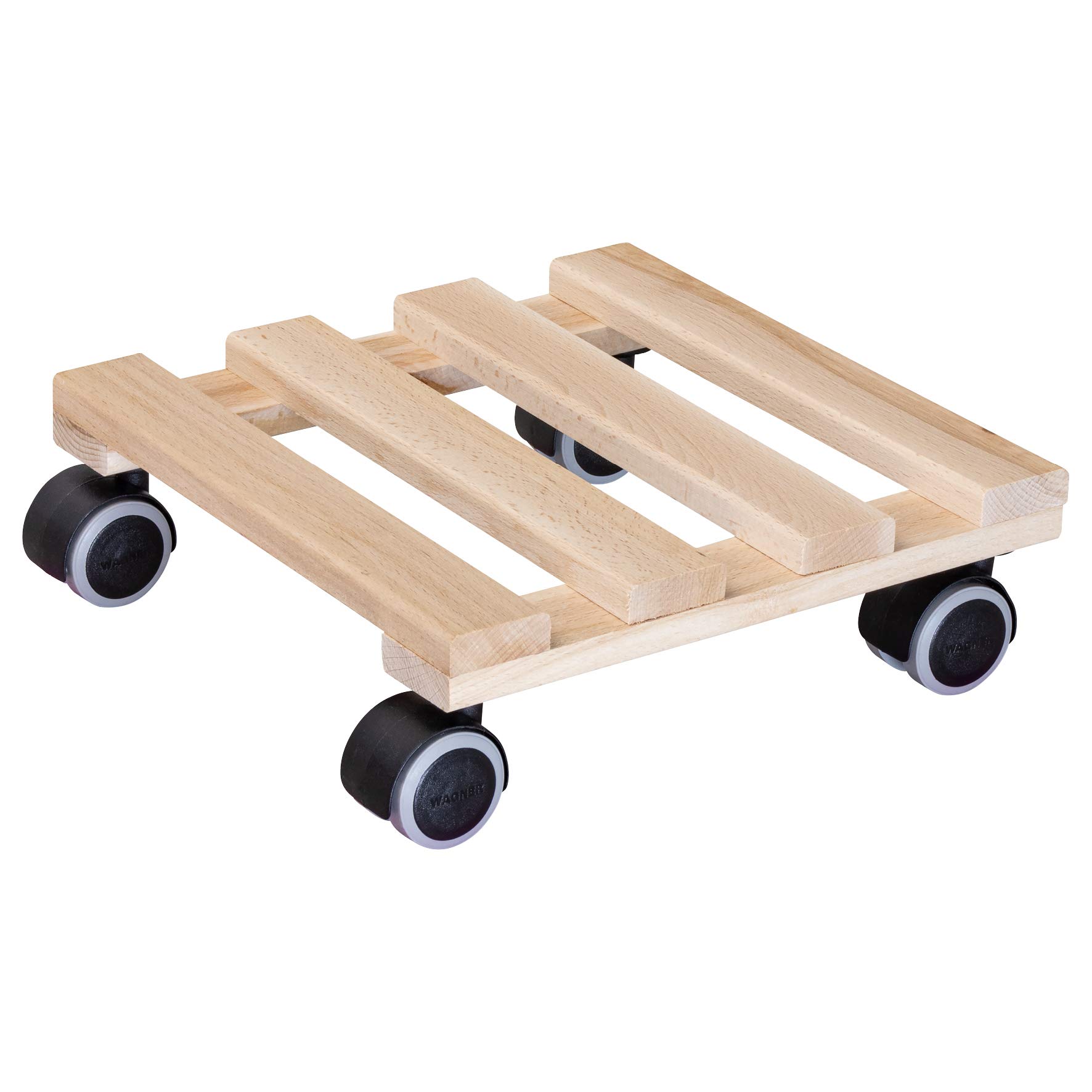 WAGNER Plant trolley PALETTI 25 x 25 x 8 cm I For indoor use I Container trolley made of FSC®-certificated solid beech wood, nature I Soft castors I Load capacity 100 kg I Made in EU - 20009701