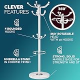 CASARIA Elegant Coat Rack with Marble Base 14 Rotatable Hangers 175cm White view 4