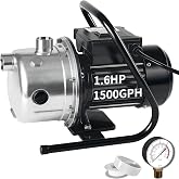 LANCHEZ 1.6 HP Shallow Well Pump, 1500 GPH Stainless Steel Water Transfer Pump, 115V Garden Irrigation Pump, Water Booster Je