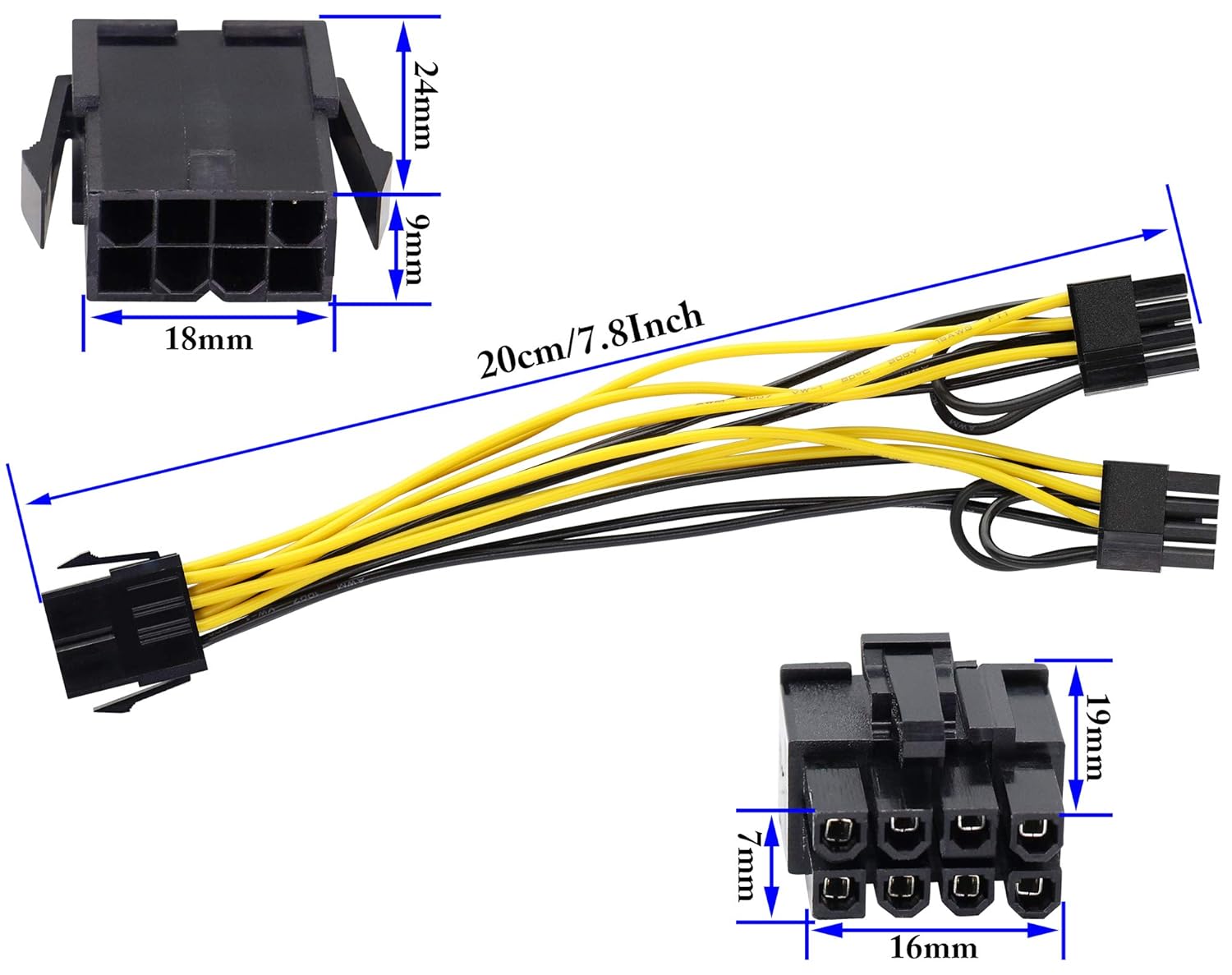 zdyCGTime 8pin to Dual 8Pin (6+2) Pin Power Supply line Graphics Video Card Extender Cable - Image 3