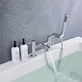 Wasserrhythm Bath Mixer Taps with Shower Attachment Chrome Brass 2 in 1 view 2