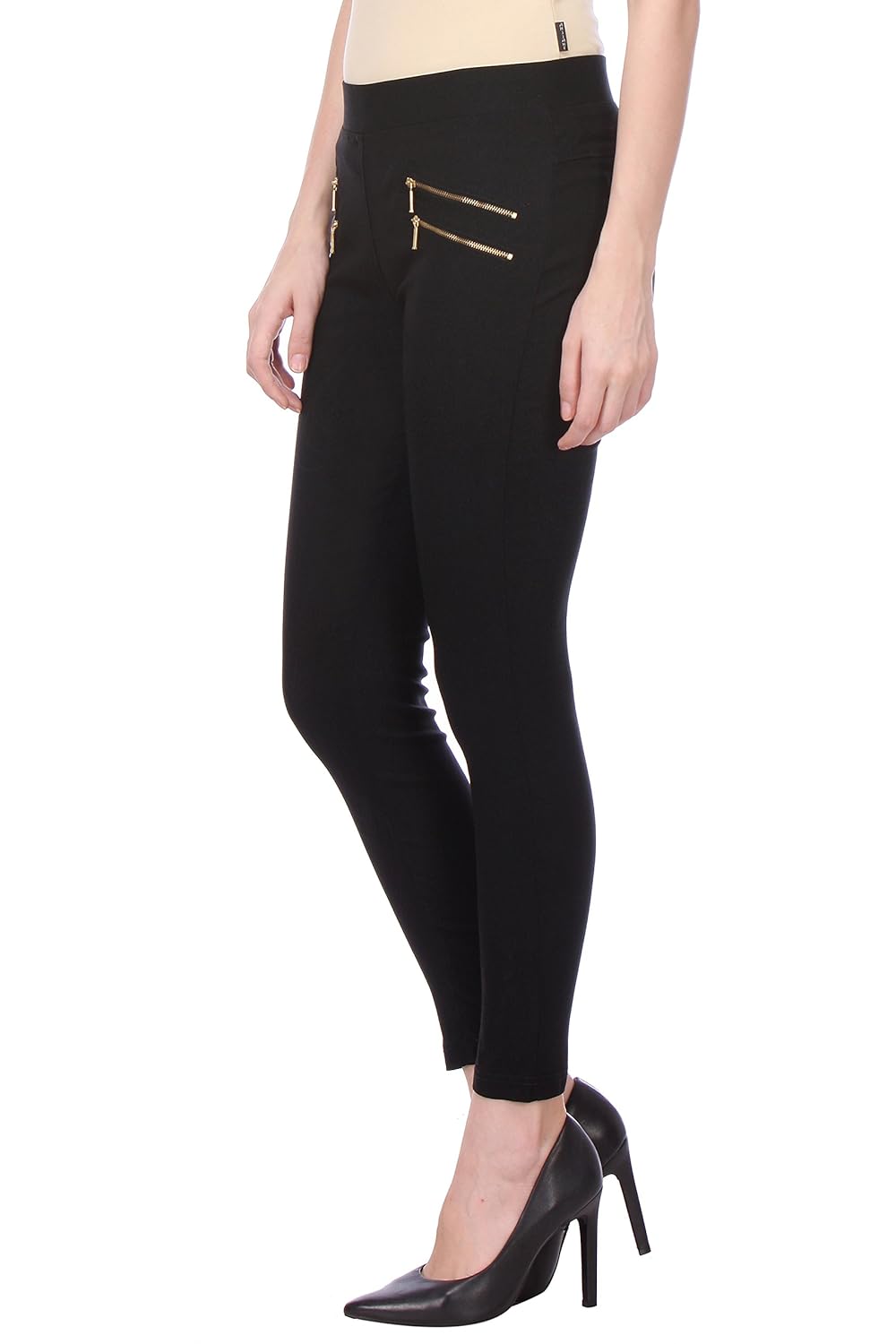 deewa black double zip jegging