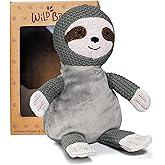 WILD BABY Microwavable & Weighted Plush Toy - Sloth Stuffed Animal for Comfort & Warmth - Soft, Heatable Plushie for Snuggles - Great for Kids, Toddlers & All Ages