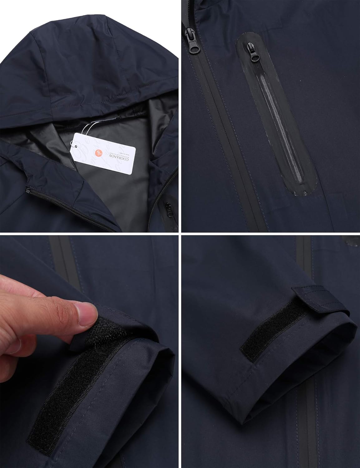 COOFANDY Mens Waterproof Rain Suit With Hood 2 Pieces Lightweight Fishing Camping Rain Jacket: Clothing