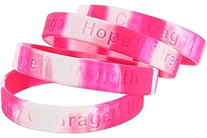 Skeleteen Breast Cancer Awareness Bracelets - Pink Ribbon Camouflage Silicone Rubber Cancer Support Bulk Party Giveaways Favors - Lot of 50