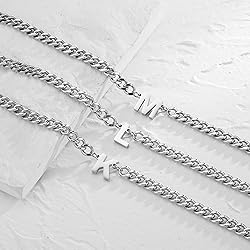 DuoDiner Letter L Necklace for Men Boy Silver