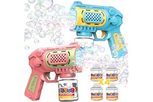 EagleStone Bubble Gun Toys for 3+ Year Old Kids Boys Girls, 2 Pack Automatic Bubble Machine with Bubble Solution, Summer Outd