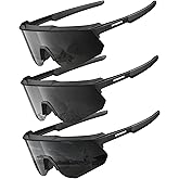 QALLY Polarized Sports Sunglasses for Men, UV400 Protection Mens Sunglasses Wrap Around Sun Glasses for Cycling Running