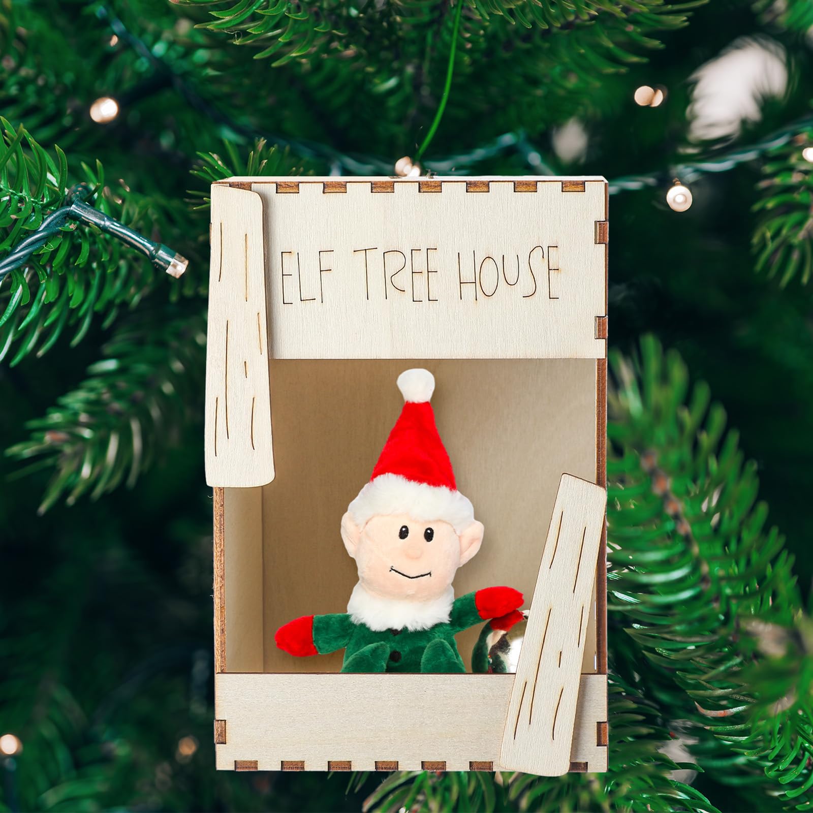 Photo 1 of **MISSING THE ELF**
Threehoney Christmas Elf Tree House Ornament 6 Inch Elf Carrier Christmas Tree Decor Ornament Prop with String for Xmas Decoration Party