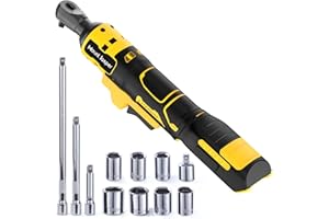 MOUNT JASPER 3/8" Brushless Ratchet Wrench Compatible with DeWalt 20V Max | 75 ft-lb Torque, 300 RPM | Variable Speed, Fwd/Rev, LED Light | Includes 1/4" Adapter & 3"/6"/10" Extensions | Tool Only