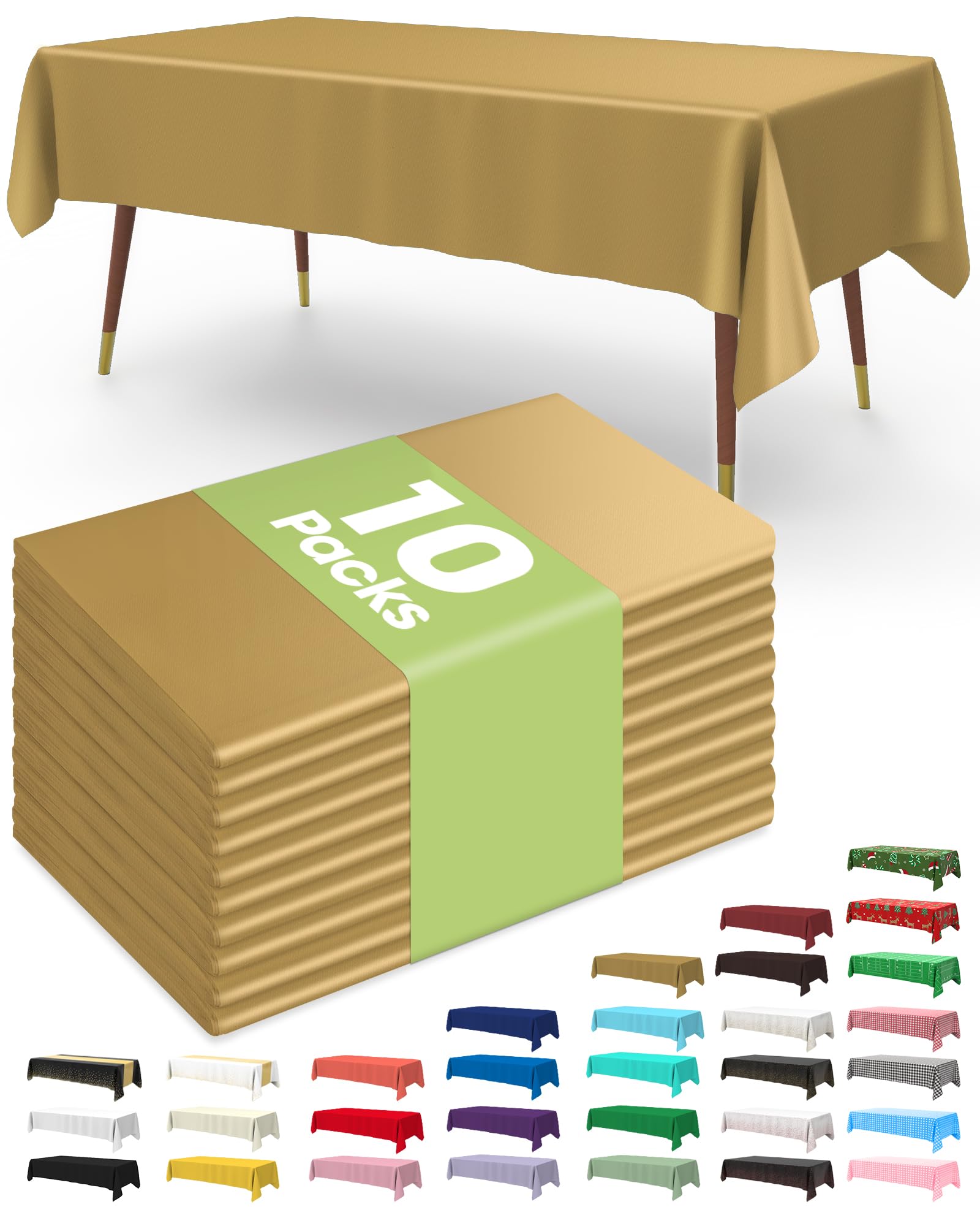 Pureegg Plastic Table Cloth Disposable 10 Pack, 54