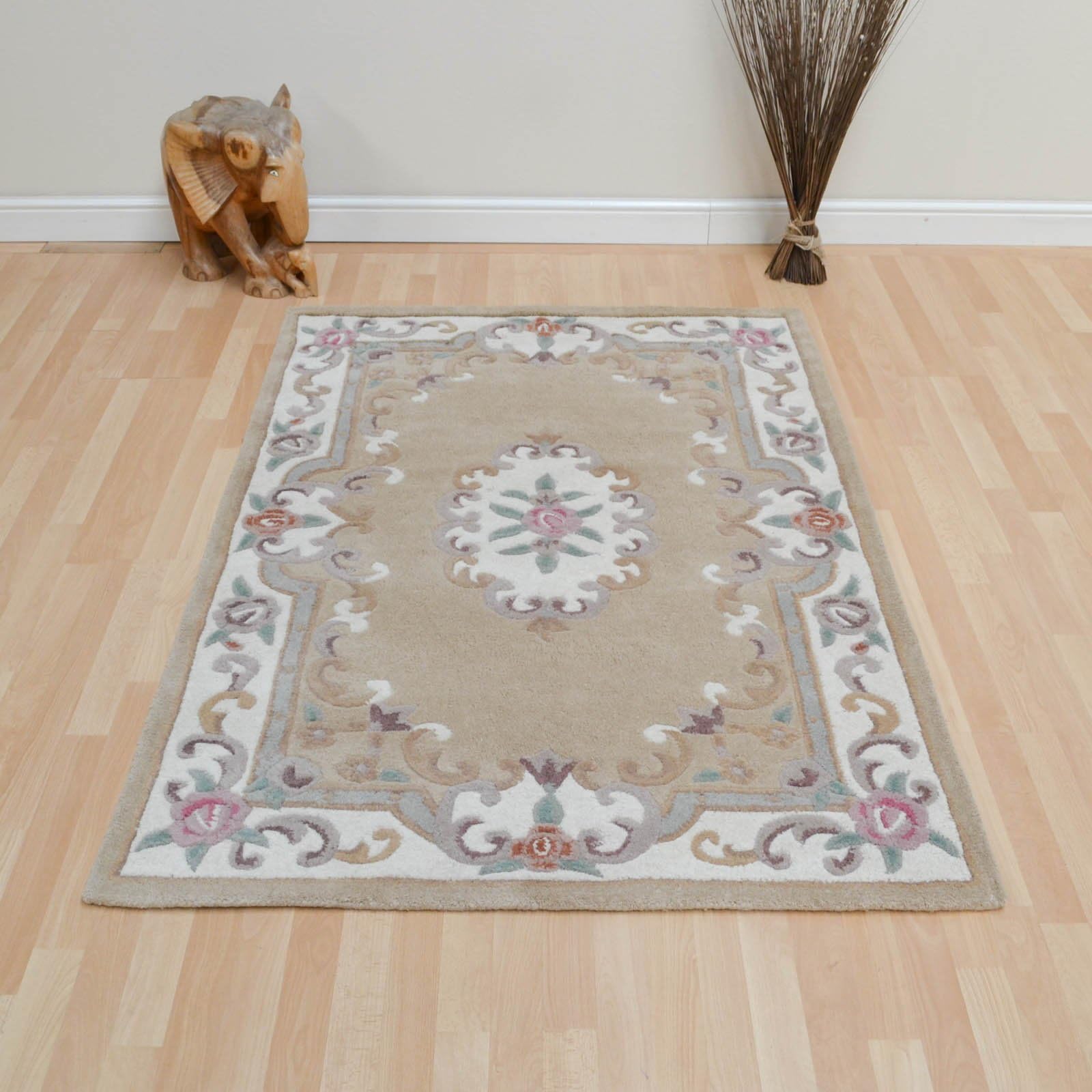 CHINESE RUGS - 510 AUBUSSON FULL CUT IN FAWN 75x150cm