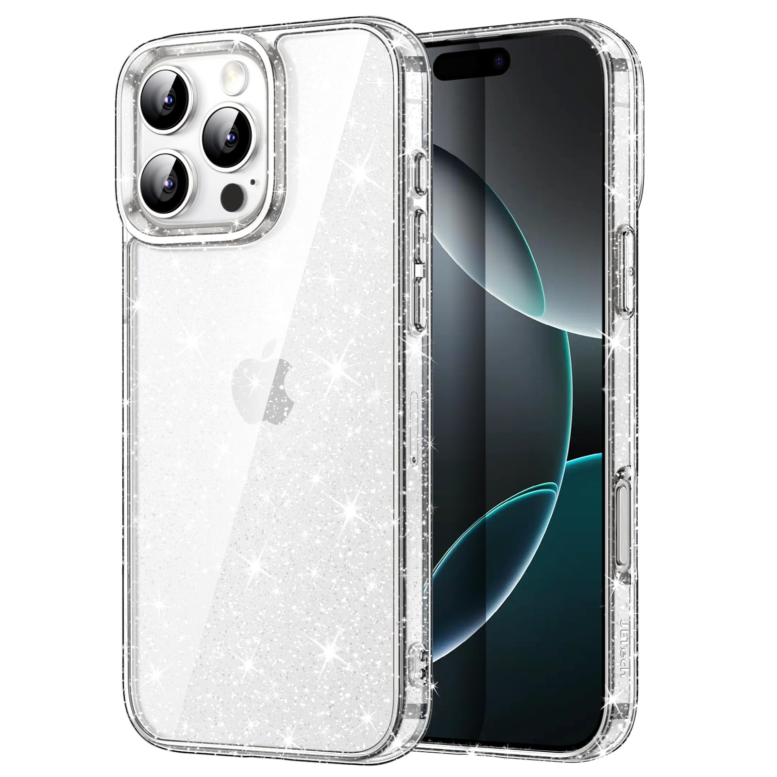 Photo 1 of JETech Glitter Case for iPhone 16 Pro 6.3-Inch, Bling Sparkle Shockproof Phone Bumper Cover, Cute Sparkly for Women and Girls (Clear)