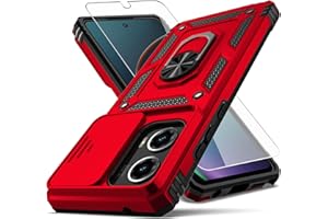 YZOK for Moto G Stylus 5G 2024 Case,with Camera Lens Cover HD Screen Protector,[Military Grade] Car Mount Kickstand Shockproof Protective Case for Motorola Moto G Stylus 5G 2024, Red