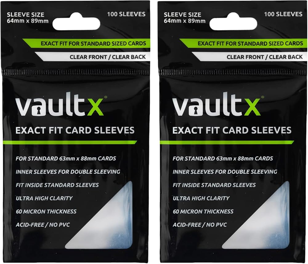 Vault X Exact Fit Trading Card Sleeves 200 Pack 63x88mm 60µm