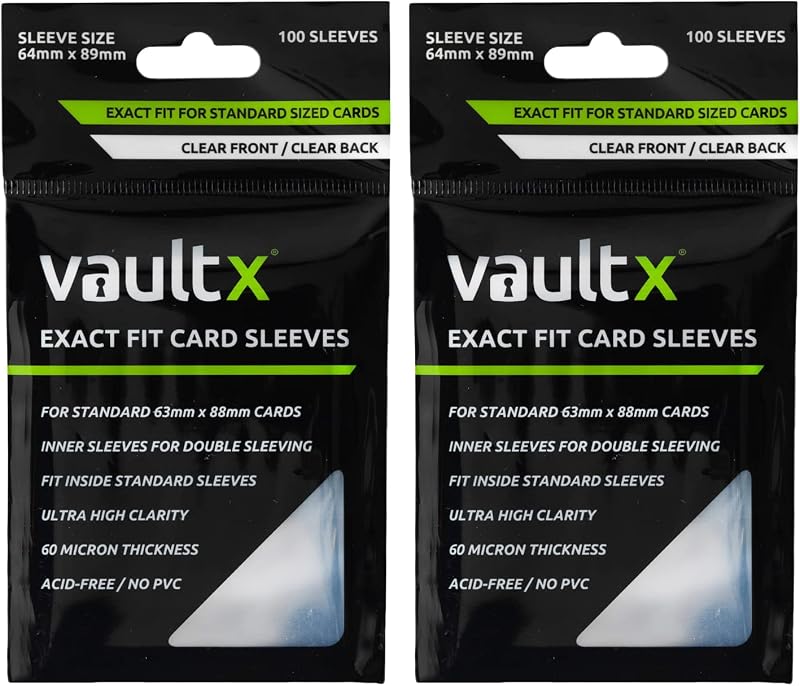 Vault X Exact Fit Trading Card Sleeves 200 Pack 63x88mm 60µm