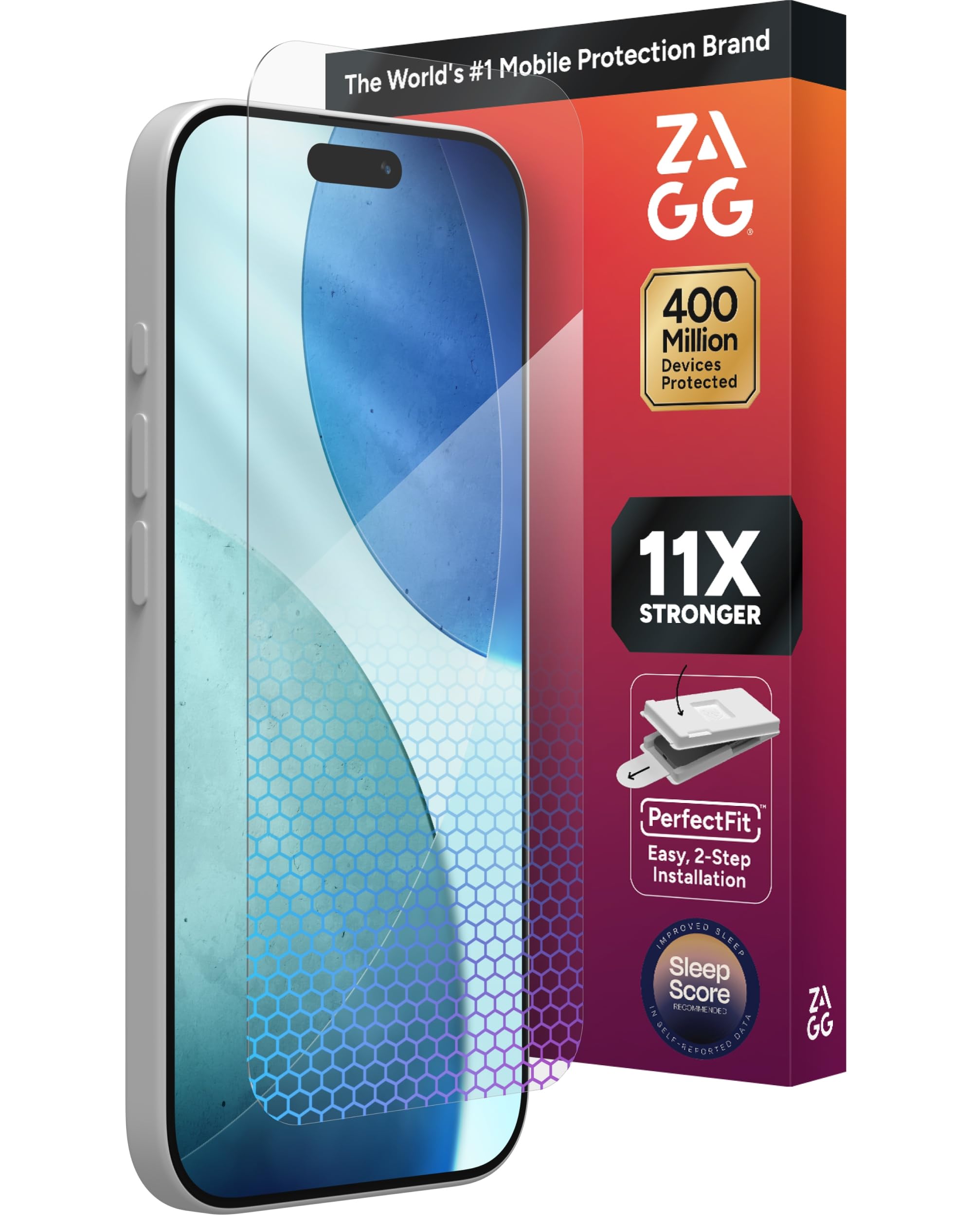 Photo 1 of ZAGG XTR5 Screen Protector for iPhone 17 - Glass, Blue Light Protection, 11X Stronger, Eyesafe CPF60 Tech, Anti-reflective Tech, Vibrant Color & Touch Sensitive Tempered Glass, Easy To Install