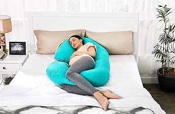 Amazon Brand - Solimo Maternity Pillow, Large, Aqua Blue