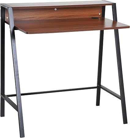 Homcom Bureau Secretaire Bureau Informatique Dim 84l X 45l X 85h Cm Style Neo Retro Etagere Coloris Noyer Noir Amazon Fr Cuisine Maison