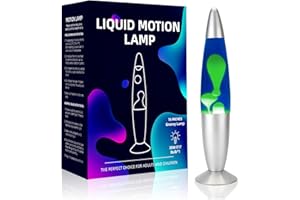 Rumiom 16 inches Liquid Motion Lamps, Gorgeous Night Light Lamp for Bedroom with Silver Base, Relaxing Mood Light Glitter Lamp for Kids, Adults, Home Decoration, Blue Magma Lamp with Green Wax