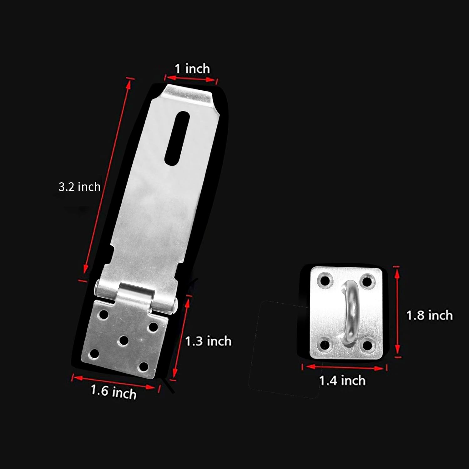 Padlock Hasp 4.2 Inch Safety Door Bolt Gate Latches Padlock Hasp Stainless Steel Brushed Finish Door Buckle Clasp, 2 Pack (2Pack) - - 
