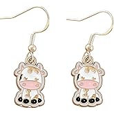 Cow Themed Gifts for Women Cow Lovers Adults Her Farmers Birthday Jewelry Cute Dangle Cow Earrings