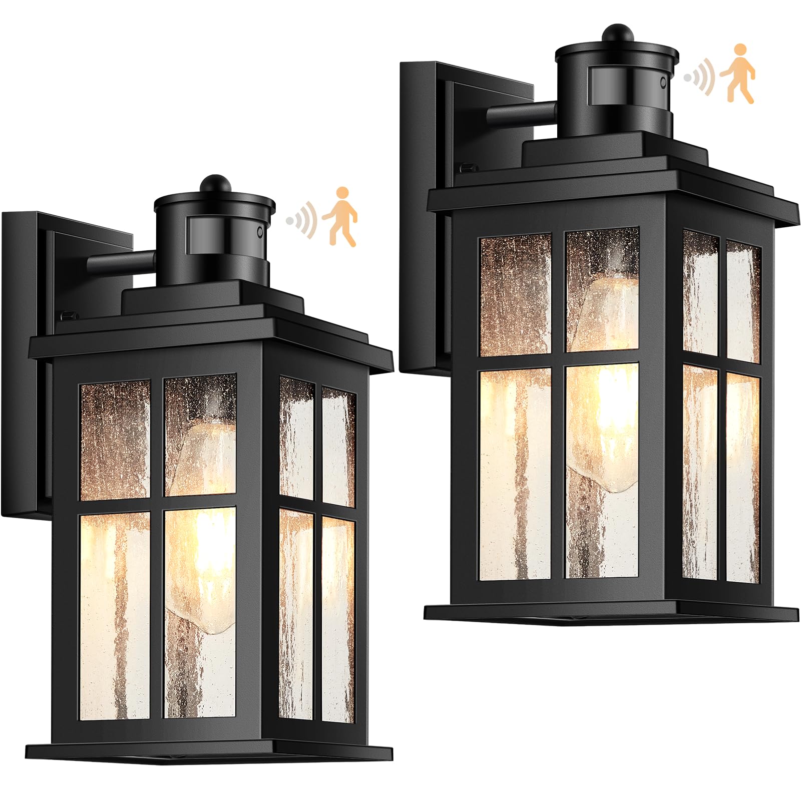 Photo 1 of VIANIS Motion Sensor Porch Lights Outdoor, 2 Pack Black Exterior Lighting Fixtures for House, Waterproof Outdoor Wall Sconce Wall Mount, Modern Outside Wall Lantern with Dusk to Dawn for Garage, Patio