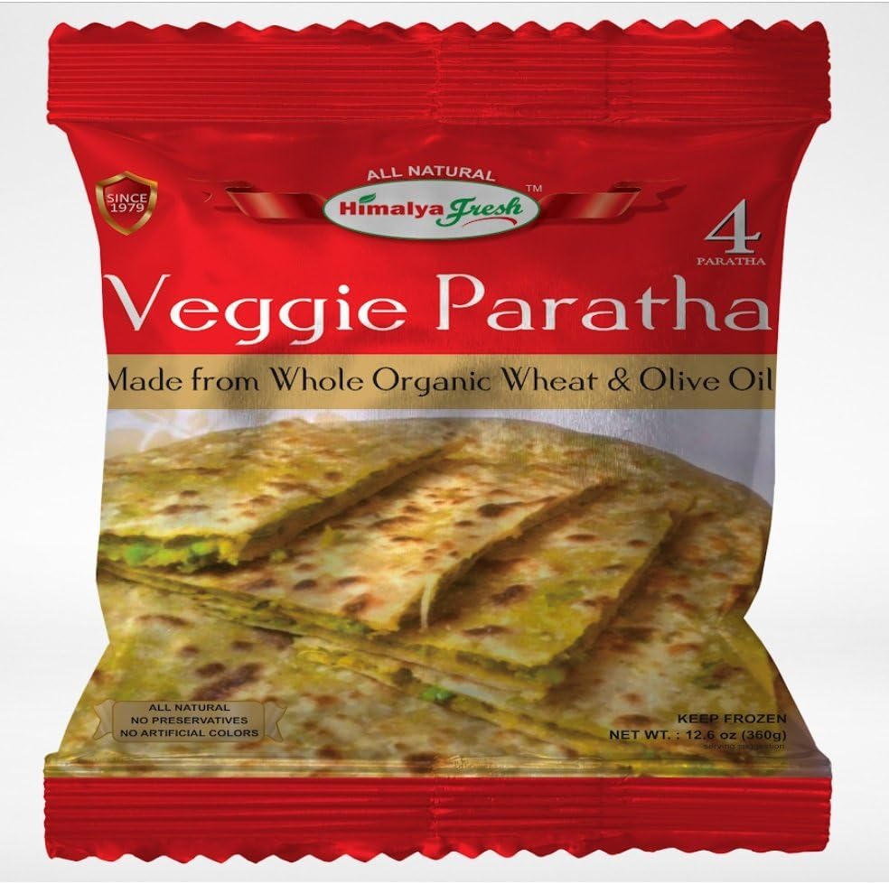 HIMALYA FRESH Veggie Paratha (5 Bags, 4 Pieces Each Bag) - Premium Authentic Indian Food Bread Made With Made With Organic Wheat and Olive Oil - No Fillers Or Preservatives