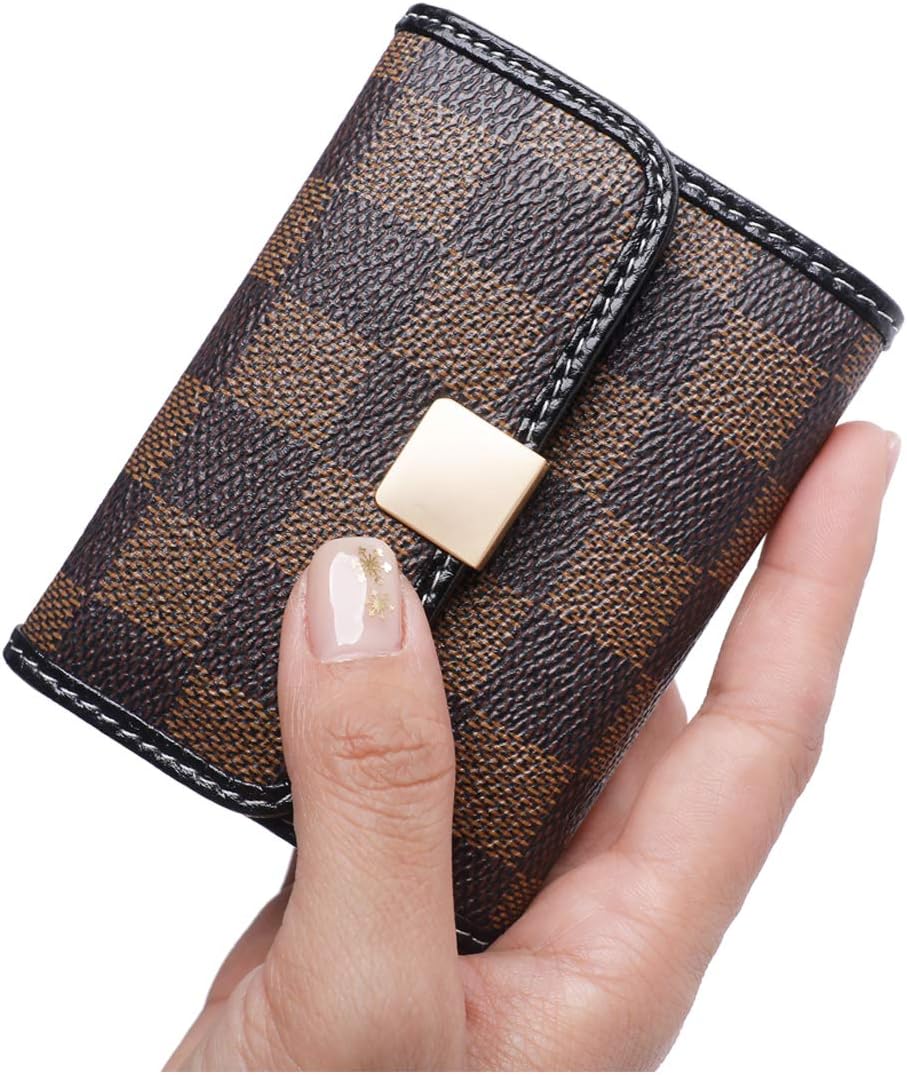 Sueway Women's Small RFID Blocking Card Holder Leather Mini Cute Coin Purse Wallet (Brown)