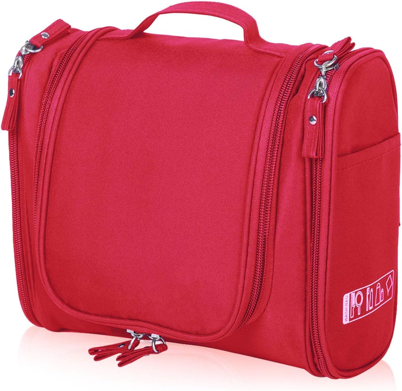Saiyam Waterproof Nylon Oxford Material Toiletry Bag Travel Bag Beauty Make Up Wash Bag Zipper Cosmetic Case Organizer with Hook (23 x 10.5 x 20 cm, Multicolor)