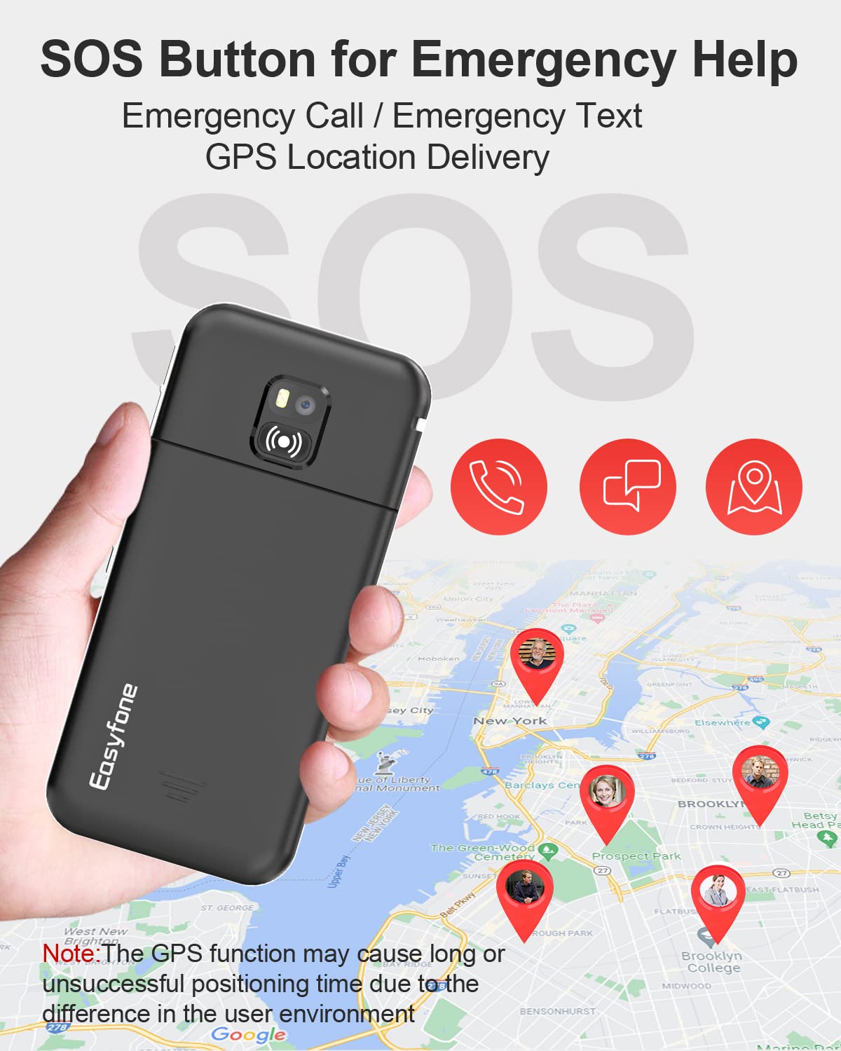 Easyfone T100 4G Big Button Easy-to-Use Cell Phone, 2.0'' HD Display, Clear Sound, SOS Button, SIM Card Included, 1500mAh Battery with a Charging Dock, FCC Certified