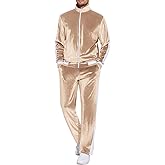 COOFANDY Mens Tracksuit 2 Piece Set Velour Sweatsuit Jogging Suits Full Zip Jacket Pants Outfits