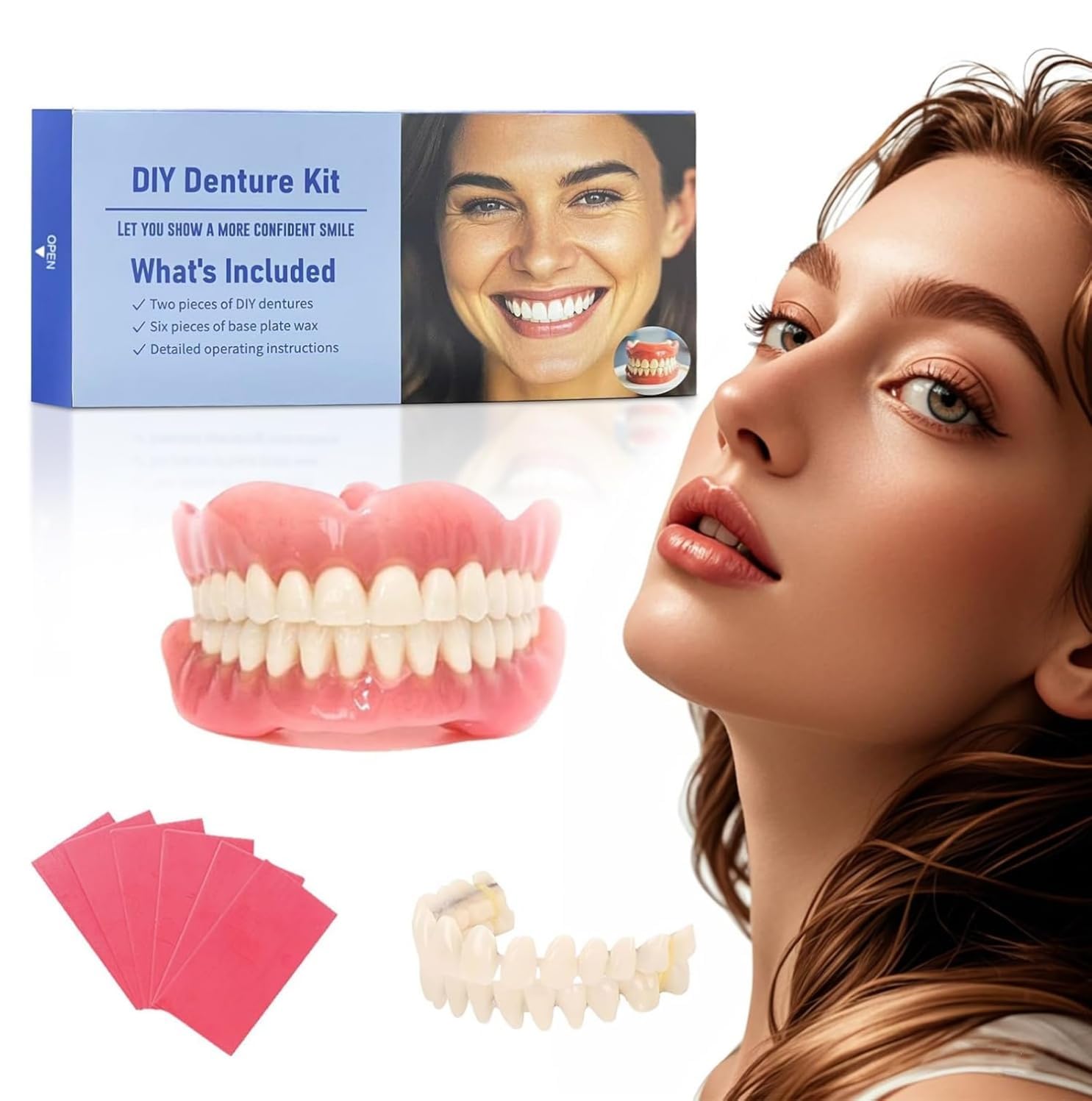 Photo 1 of Dentures DIY Kit: Full Set Top & Bottom Fake Teeth for at-Home Smile Enhancement - Easy & Universal Fit-YY05