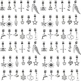 Youdiyla 60pcs Alloy antique silver mixed handmade set series Pendant Jewelry Making DIY Keychain Earrings Pendant Various Design Charms for Jewelry Making Bracelets Necklace (SN84)