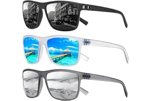 TURBOPEP Square Polarized Sunglasses for Men and Women Lightweight Frame Sun Glasses with UV Protection